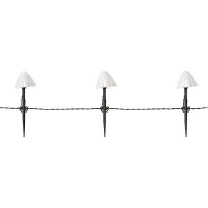 Solarne łańcuchy świetlne z lampkami w kształcie grzybów do użytku zewnętrznego.