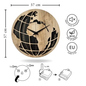 STYLER Zegar 3D CLOCK OLIVER CL002 Oliver śr. 57 cm czarno-brązowy