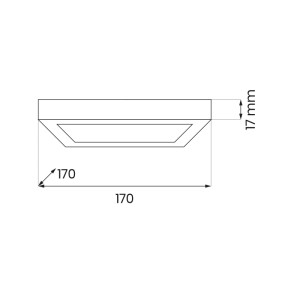 Rysunek techniczny plafonu LED t.b.t. z wymiarami.