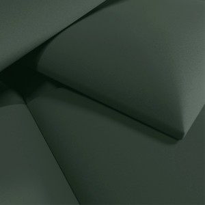 Zbliżenie ciemnozielonych paneli ściennych t.b.t.