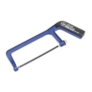 Piła uniwersalna LUX Classic, piła do metalu z niebieską ramą i czarną rękojeścią.