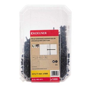 Wkręty KOELNER 3,9x11 mm, samowiercące, fosfatowane, 1000 szt. do profili.