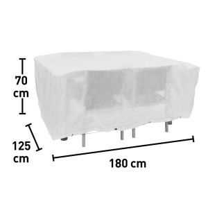 Biały pokrowiec ochronny na meble ogrodowe, 180x125x70 cm, chroni przed warunkami atmosferycznymi.