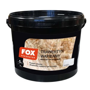 Wiadro farby efektowej "Trawertyn Wapienny" Fox Dekorator, mineralny tynk dekoracyjny.