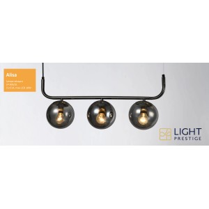 Nowoczesna lampa wisząca z trzema szarymi szklanymi kulami. Elegancki żyrandol do salonu i jadalni.