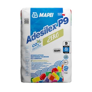 Worek kleju do płytek Adesilex P9 ZERO, szary, firmy MAPEI.
