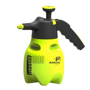 Żółto-czarny opryskiwacz do ogrodu i pielęgnacji roślin.