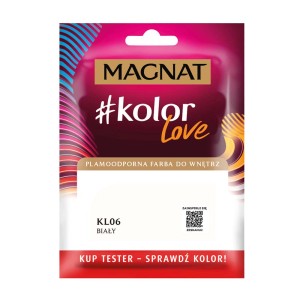MAGNAT #kolorLove farba do ścian, biała (KL06), idealna do testowania koloru.