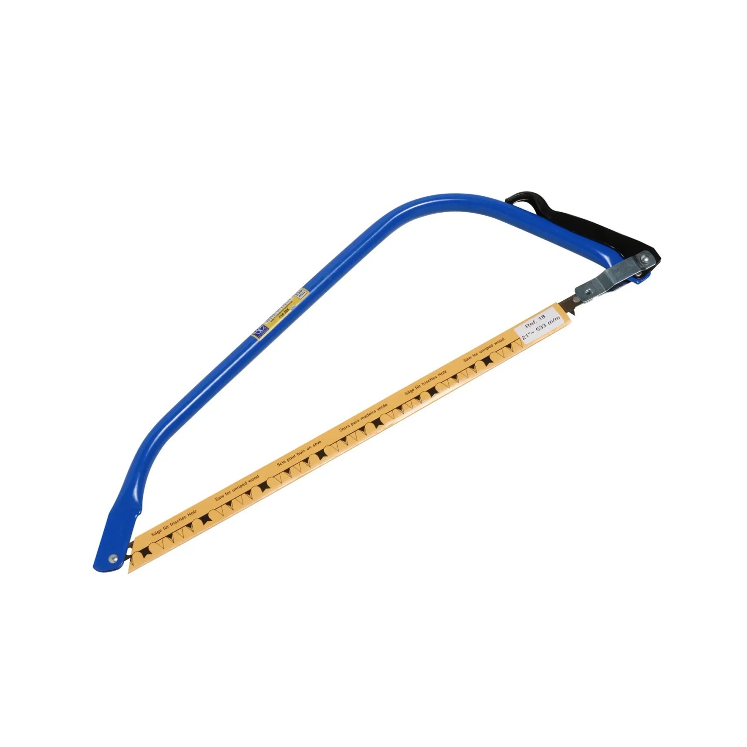 Piła do drewna LUX 530 mm Classic z niebieską ramą i zębatym brzeszczotem.