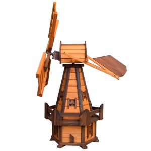 Dekoracyjny drewniany wiatrak do ogrodu lub jako karmnik dla ptaków.