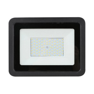 Czarny reflektor LED do użytku zewnętrznego.