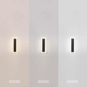 Zewnętrzna lampa ścienna LED t.b.t. z różnymi temperaturami barwowymi.