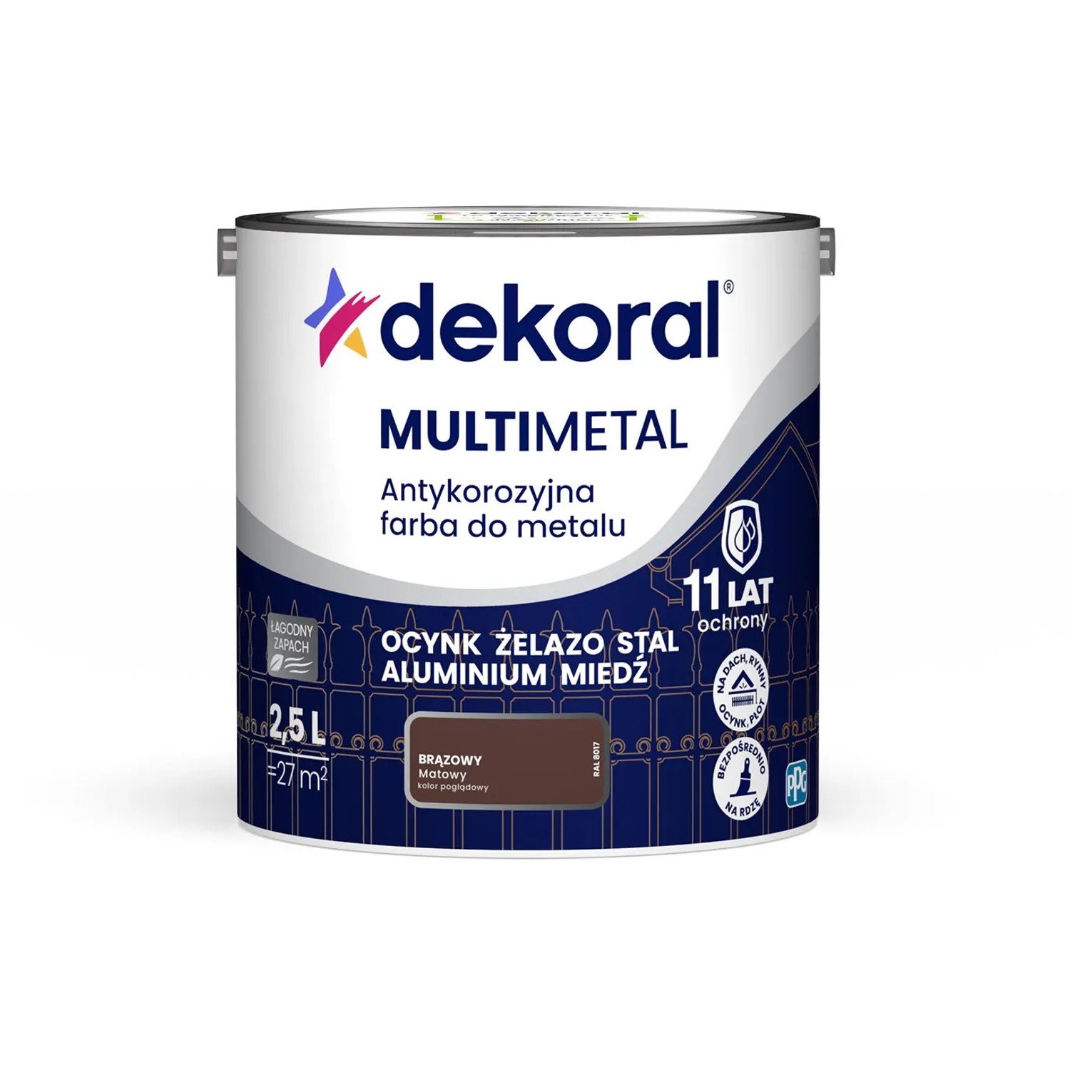 Dekoral Farba antykorozyjna Multimetal brązowa 2,5L