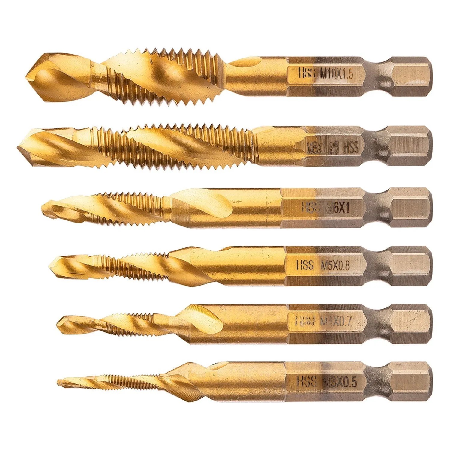 Neo Tools Zestaw wierteł gwintujących HSS TiN, M3-10 - 6 szt.