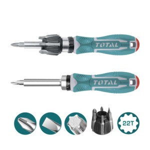 TOTAL Tools Wkrętak z grzechotką i zestawem 7 bitów