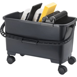 Zestaw do mycia płytek LUX Comfort na kółkach: wiadro z pacą i gąbką kratową dla glazurników.