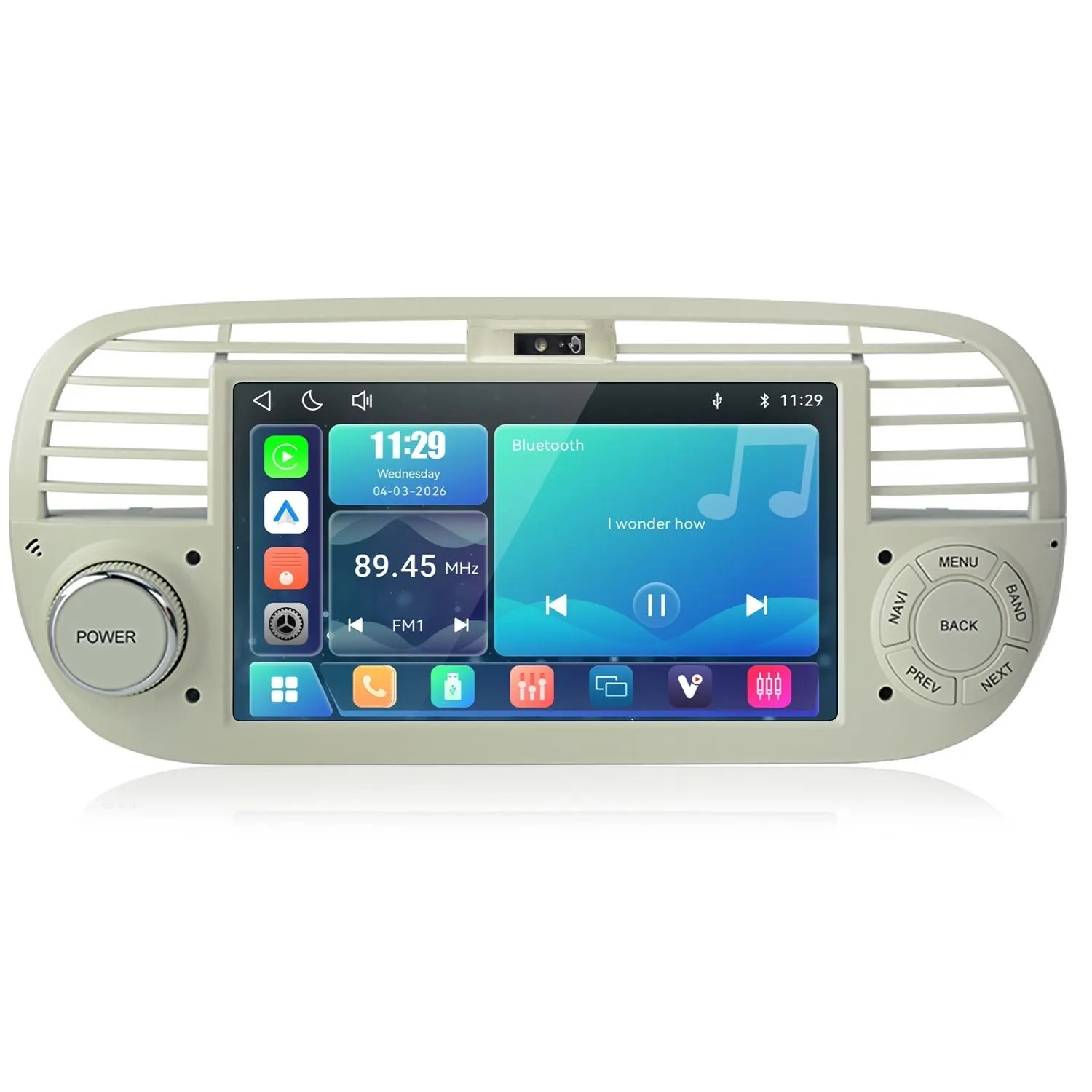 Junsun Radio Samochodowe Do Fiat 500 2007-2015 Linux Biały Sterowanie Gestami