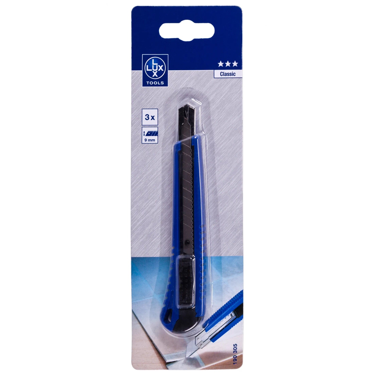 LUX-TOOLS Nóż uniwersalny 9 mm w obudowie z tworzywa sztucznego