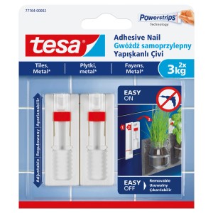 Tesa Powerstrips gwoździe samoprzylepne, 2 sztuki, do płytek i metalu, do 3 kg