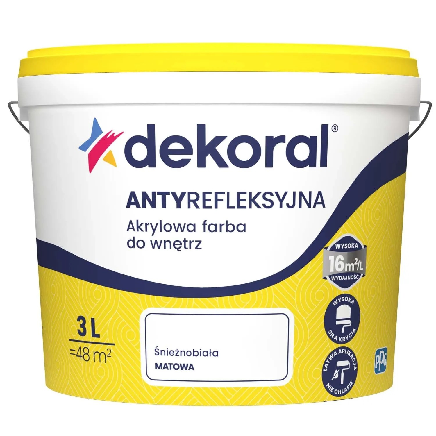 Farba Dekoral Antyrefleksyjna biała 3 l