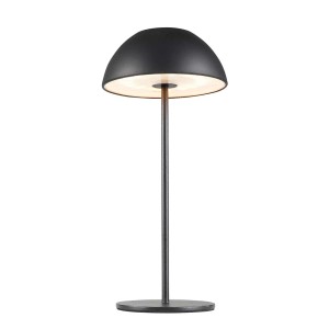 Czarna lampa stołowa t.b.t. w nowoczesnym stylu do nastrojowego oświetlenia.