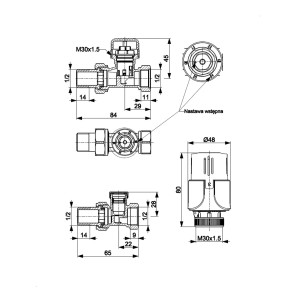 Armatura Kraków Zestaw termostatyczny prosty