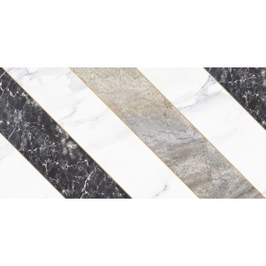 Listwa dekoracyjna z efektem marmuru w kolorze czarnym, białym i szarym.