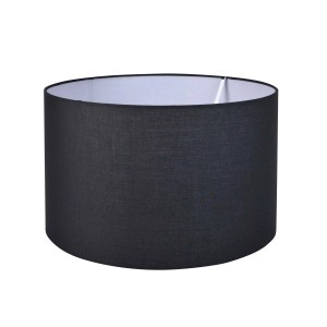 Czarny abażur do lamp, cylindryczny kształt.