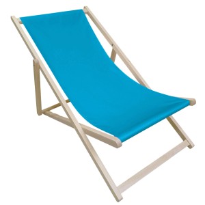 Leżak plażowy drewniany niebieski