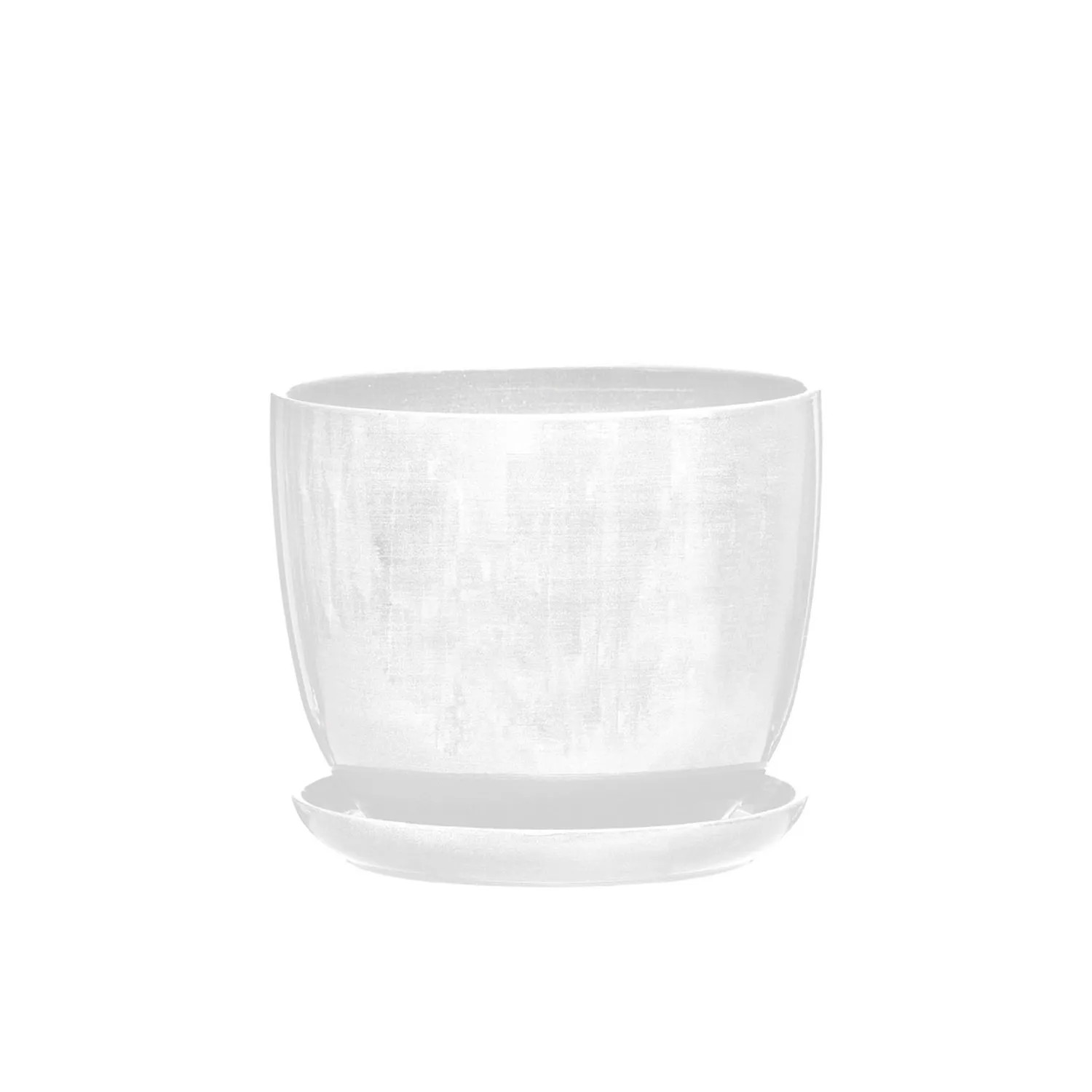 Doniczka z podstawką Sofia biały mat - 14 cm