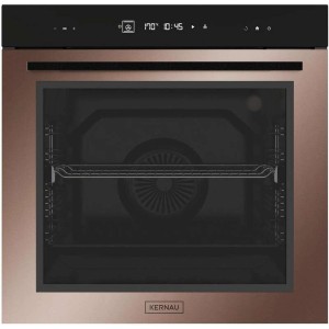 Piekarnik do zabudowy Kernau w kolorze miedzi z czarnym panelem sterowania i wnętrzem piekarnika.