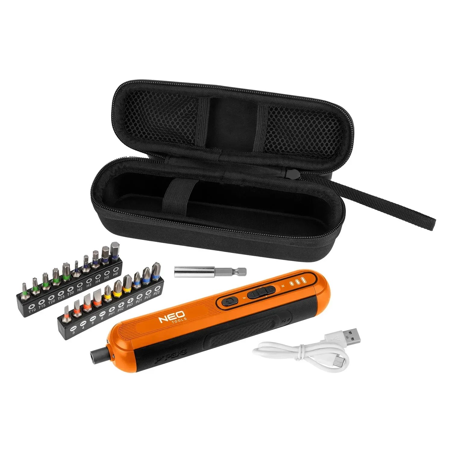 Neo Tools Wkrętak akumulatorowy 4,0V 1,5 Ah + 20 bitów