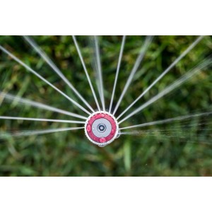 Nawadnianie zraszaczem do trawników t.b.t. w ogrodzie.