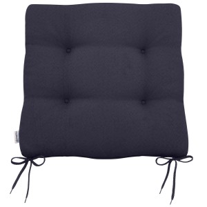 Ciemnoszara poduszka na krzesło ogrodowe t.b.t. z wiązaniami.