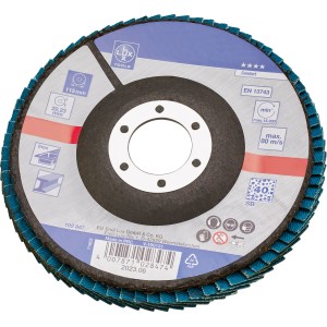 Ściernica listkowa LUX, 115 mm, ziarno K40 do szlifierek kątowych. Idealna do obróbki metalu i drewna.