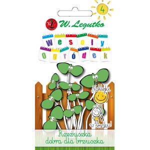 Ilustracja nasion warzyw t.b.t. z kiełkami i płotem.