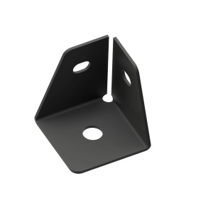 Czarny wspornik kątowy t.b.t. do półek z trzema otworami.