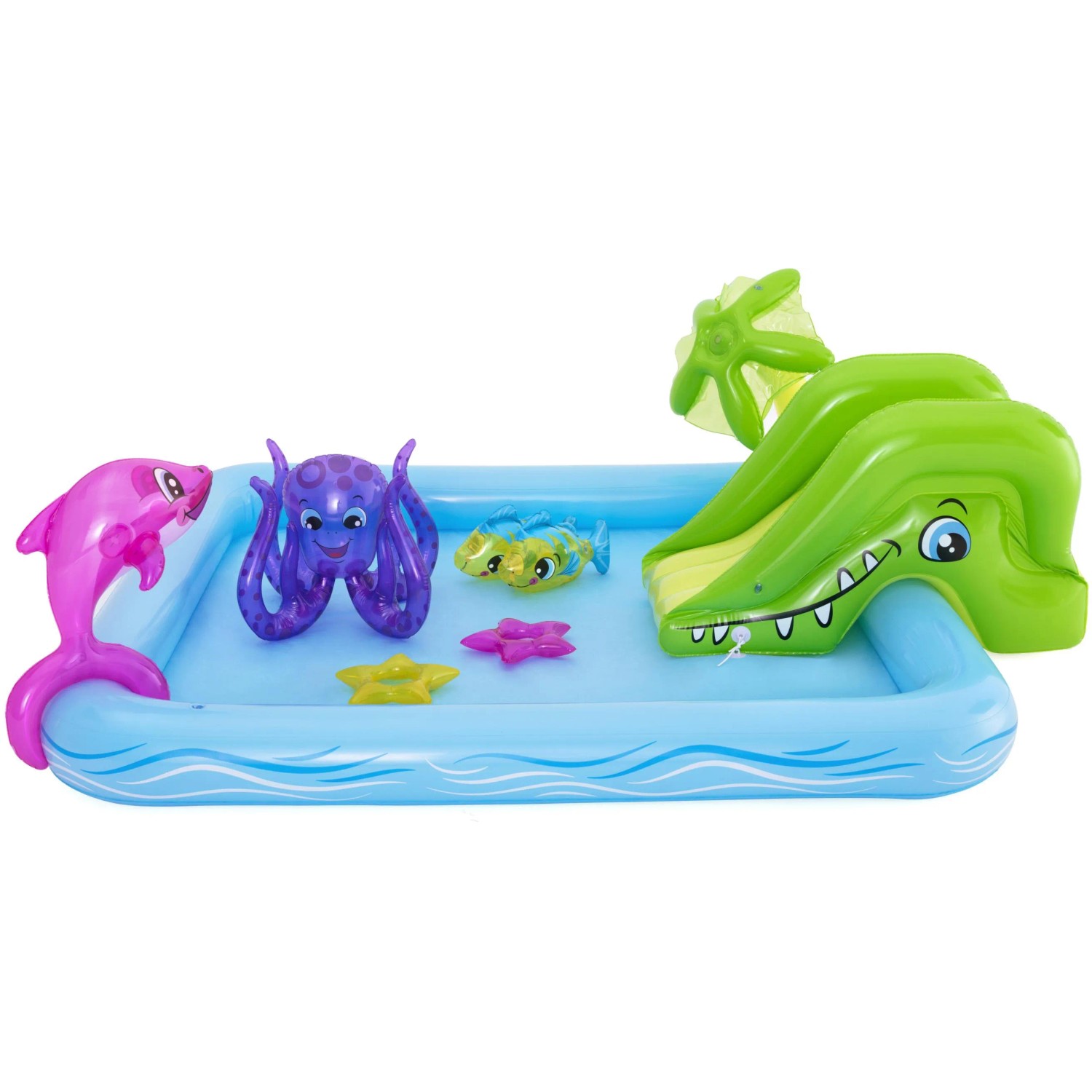 Bestway Aquarium Wodne Centrum Zabaw ze zjeżdżalnią, delfinem, ośmiornicą i rybami dla dzieci od 2 lat.