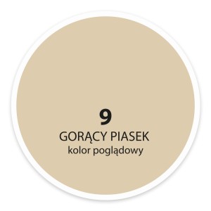 Próbka koloru farby do ścian t.b.t. w kolorze piaskowego beżu. Odcień 9.