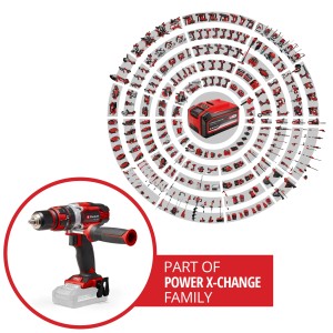 Wiertarko-wkrętarka udarowa akumulatorowa Einhell Power X-Change TE-CD 18/48 Li-i-Solo, część rodziny Power X-Change.