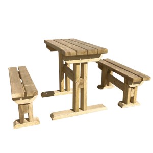Drewniany zestaw piknikowy do ogrodu lub na plac zabaw.