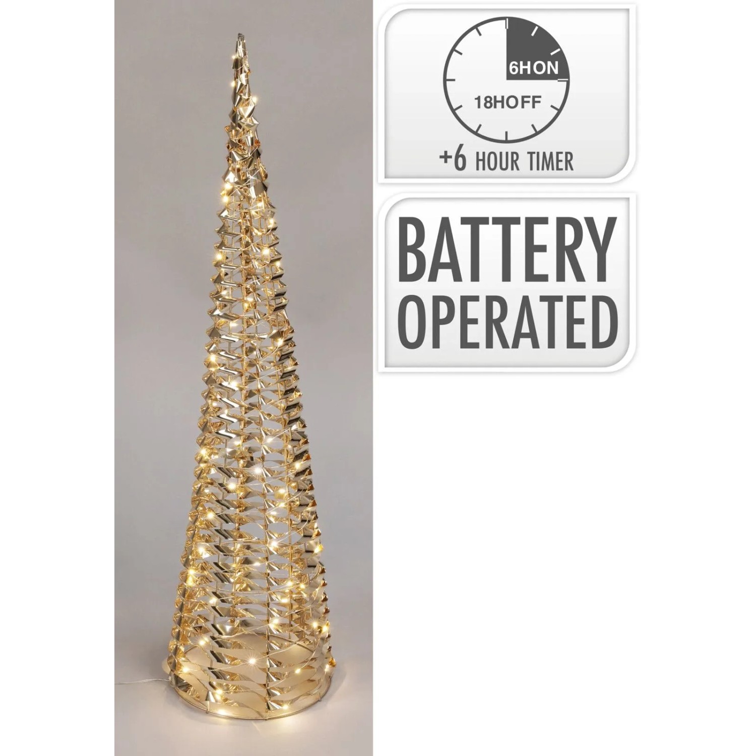 Dekoracja stojąca STOŻEK 60 LED wys. 60 cm złoty
