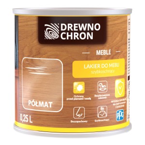 Lakier do mebli Drewnochron, półmat. Chroni przed plamami i szybkoschnący.