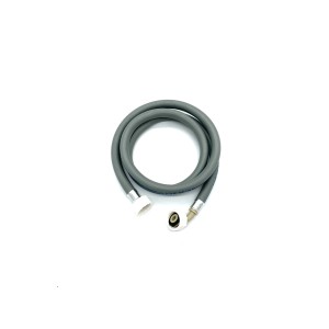 Szary wąż do pralki z przyłączami do pralek.