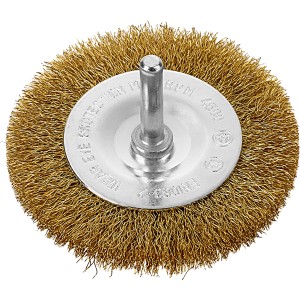 LUX Mosiężna szczotka tarczowa, Ø 75 mm, do wiertarek, idealna do usuwania rdzy i czyszczenia.