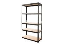 Metalkas Regał metalowy czarny 194 x 100 x 50 cm 5 półek HDF/300 kg