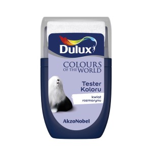 Tester farby Dulux „kwiat rozmarynu“ (kwiat rozmarynu) do ścian.