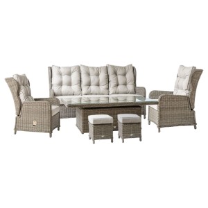 Esti&Esta Komplet mebli jadalnianych VERDI beżowy 6-częściowy