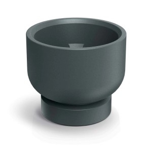 Szara doniczka t.b.t. do użytku wewnątrz i na zewnątrz.