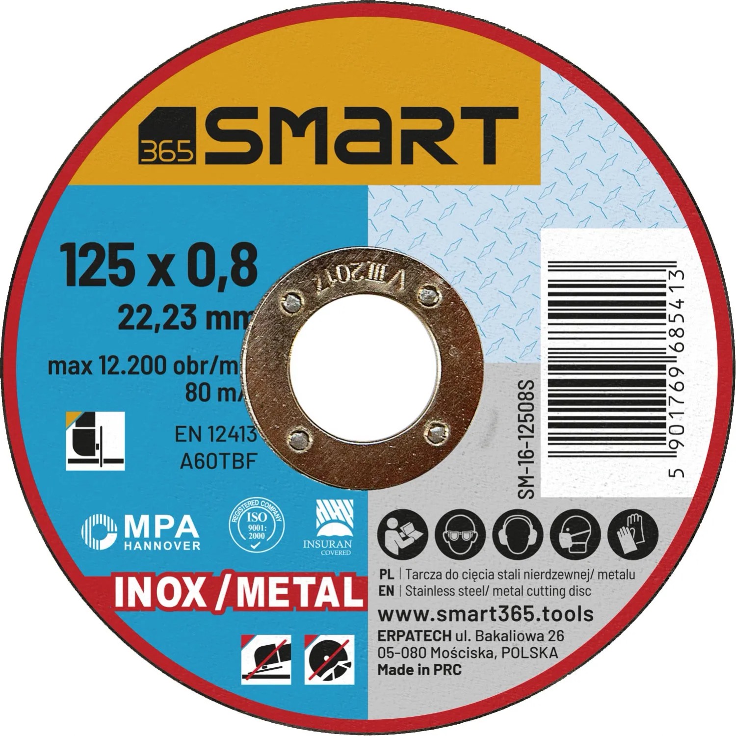 SMART365 Tarcza do cięcia stali nierdzewnej 125 x 0,8 mm